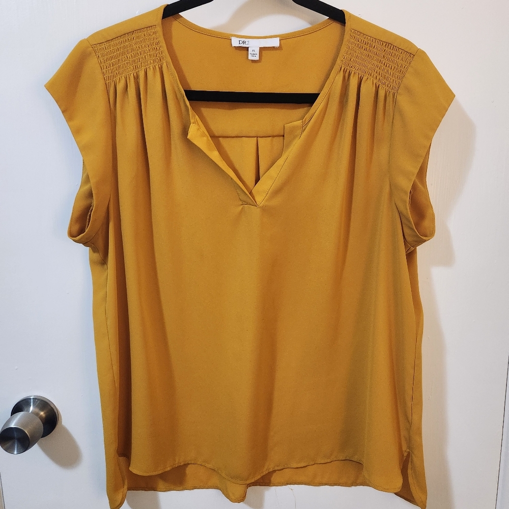 DR2 Yellow Cap Sleeve Blouse - Petite Large